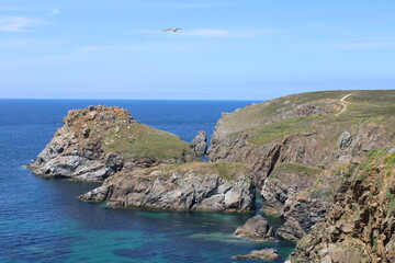 Pointe du Raz, Bretagne, France. 24 July 2023. Ocean view from the Pointe du Raz during summer.