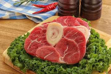 Raw ossobuco beef meat for cooking
