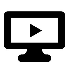 映像、再生、パソコンを表す塗りつぶしスタイルのアイコン