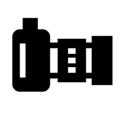 写真、望遠カメラ、レンズを表す塗りつぶしスタイルのアイコン