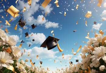 Graduation celebration background blur confetti