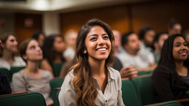 smiling cheerful nurse doctor sit relax in seminar training class nurse doctor group happiness positive face expression in education class hospital background,ai generate