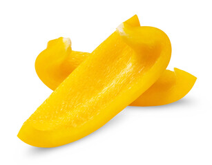 Yellow pepper isolated. Sliced Bulgarian sweet pepper on a transparent background.