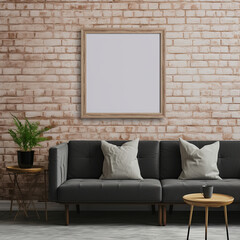 beautiful interior design furniture with mockup poster artwork with border frame interior house template for your design clean minimalist style decoration home interior background ideas,ai generate