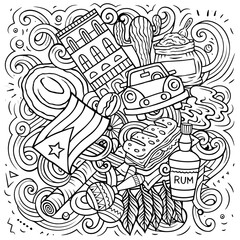 Cuba cartoon doodle illustration. Funny Cuban design.