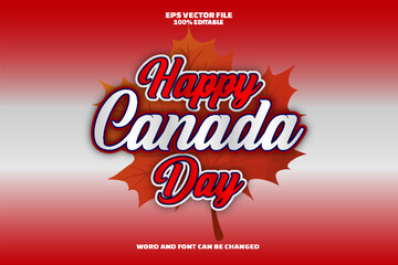 Realistic editable Happy Canada Day 3D text style effect
