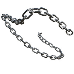 Obraz premium Realistic 3D Vector of a Sturdy Metal Chain with Stainless Rings, Rendered in Chrome or Steel, Isolated on a Png Transparent Background