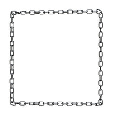 Realistic 3D Vector of a Sturdy Metal Chain with Stainless Rings, Rendered in Chrome or Steel, Isolated on a Png Transparent Background
