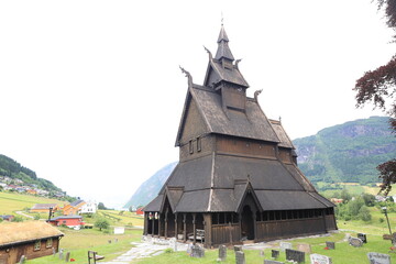Fototapeta na wymiar église en bois debout de Vik, Norvège