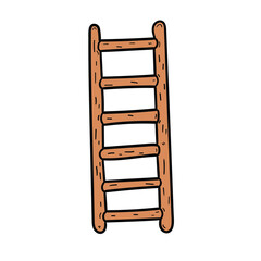 A hand-drawn cartoon ladder on a white background. Vector illustration. © Павел Костенко