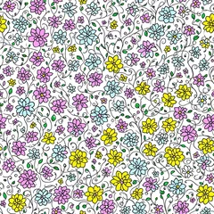 Foto op Canvas Seamless pattern of colored flowers. AI generated. © homeworlds