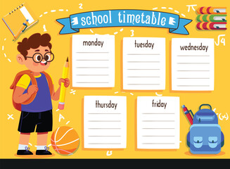 back to school time table vector design 