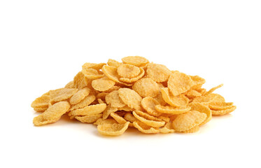 Corn flakes cereal on white background