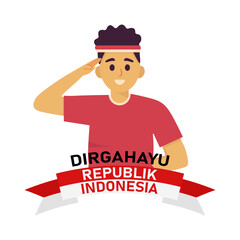 vector flat flag people dirgahayu republik indonesia