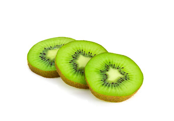 Sliced of kiwi fruit isolated on white background