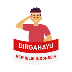 vector flat flag people dirgahayu republik indonesia