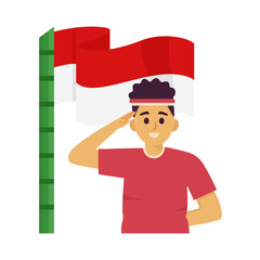 vector flat flag people dirgahayu republik indonesia