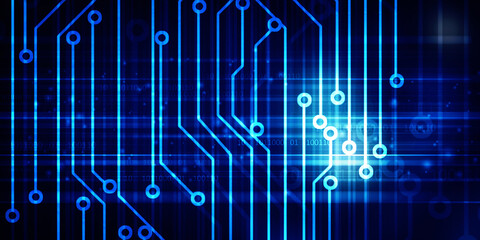 2d illustration Abstract futuristic electronic circuit technology background
