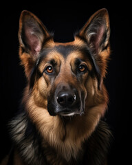 Generated photorealistic image of a German Shepherd with brown eyes