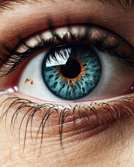 Generated photorealistic close-up image of a beautiful woman's eye