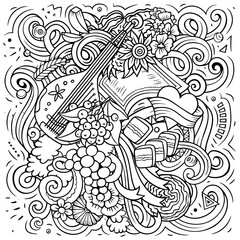 Ukraine cartoon doodle illustration. Funny Ukrainian design.