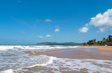 Seashore of the Arabian sea during sunny summer day in South GOA, Agonda in India