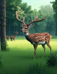 World Wildlife Day with the animal in forest , 3d art and digital craft style.
