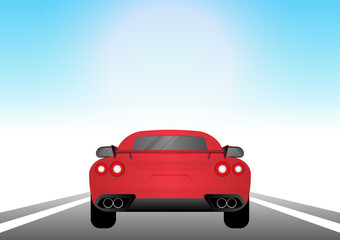 Racing Car on Racing Track. Racing track with Racing Car.  Race track road. Vector Illustration.	