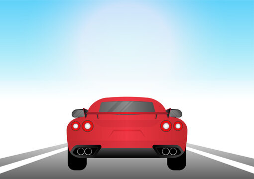 Racing Car on Racing Track. Racing track with Racing Car.  Race track road. Vector Illustration.	