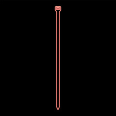 Neon cable tie zip building material red color vector illustration image flat style