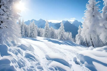 Fototapeta na wymiar A serene snow-covered landscape