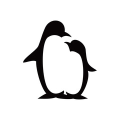 penguin silhouette design. penguin family sign and symbol. © redranger