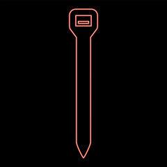 Neon cable tie zip building material red color vector illustration image flat style