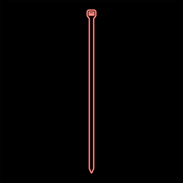 Neon cable tie zip building material red color vector illustration image flat style