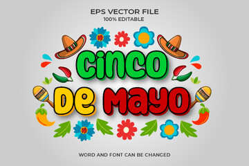 Realistic cinco de mayo 3D text style effect
