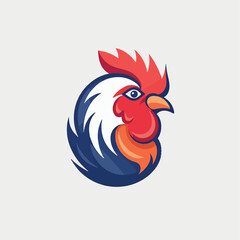 Rooster in icon, logo style. 2d vector illustration in cartoon, doodle style. 