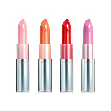 Colorful lipstick set on transparent background