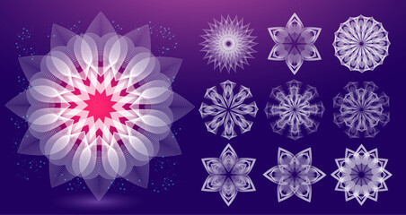 Abstract wireframe blooming geometric flowers. Modern graphic concept. Decorative element
