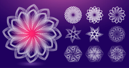 Abstract wireframe blooming geometric flowers. Modern graphic concept. Decorative element
