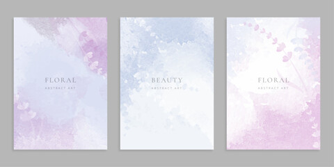 Artistic postcard templates. Romantic floral watercolor background
