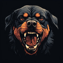 portrait of a angry rottweiler dog