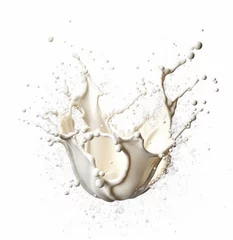 Fotobehang milk splash, splash of milk isolated, milk or white liquid splash isolated over white mockup © paulcannoby