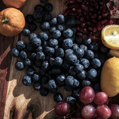 Superfood, Blaubeeren, Weintrauben, Gesundheit, Zitrone, Granatapfelfrucht, Mandarine