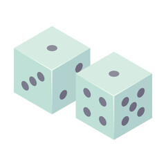 Dice cubes vector illustration. Cartoon doodle of item for gambling and sports games with money isolated on white background. Entertainment, gambling concept