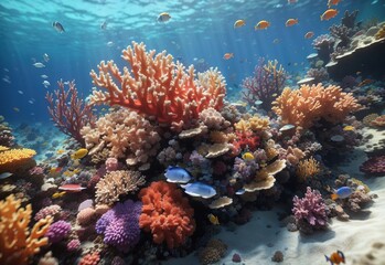 Naklejka na ściany i meble Close up of a coral reef under the sea