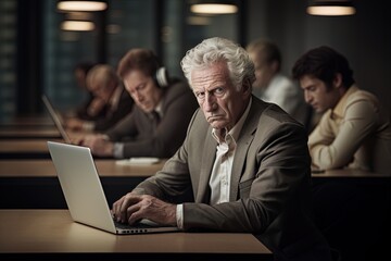 Fototapeta premium aged man close to retirement working in a corporation