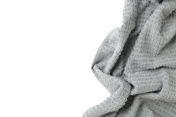 Grey kitchen towel isolated on white background