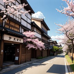 cherry blossom in japan street.