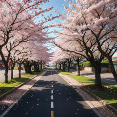 Obraz premium cherry blossom in japan street.