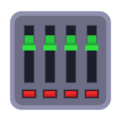 Switches flat vector illustration. Switch electric button for machine on white background. Technology, electricity concept